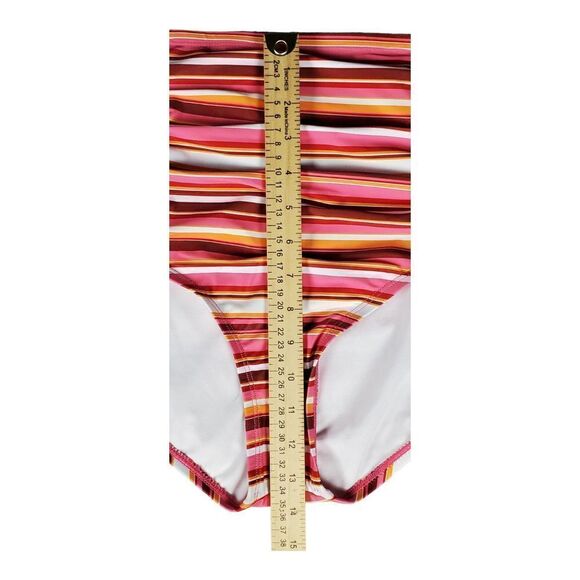Island Rays Bikini Swim Bottom 1X Brown Orange Stripe Beach Pool Cruise New - Picture 9 of 11
